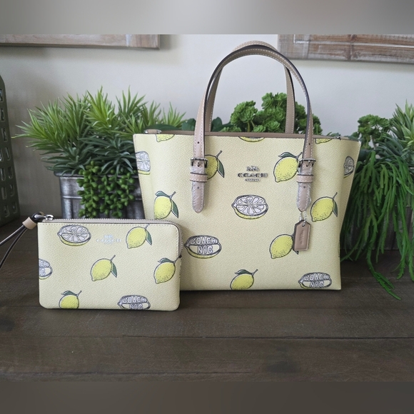 Coach Handbags - Coach Mollie Tote/Crossbody Lemon Print Coated Canvas With Wristlet-NWT